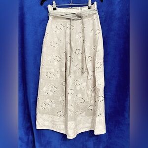 Rebecca Taylor Elegant Beige Eyelet Skirt